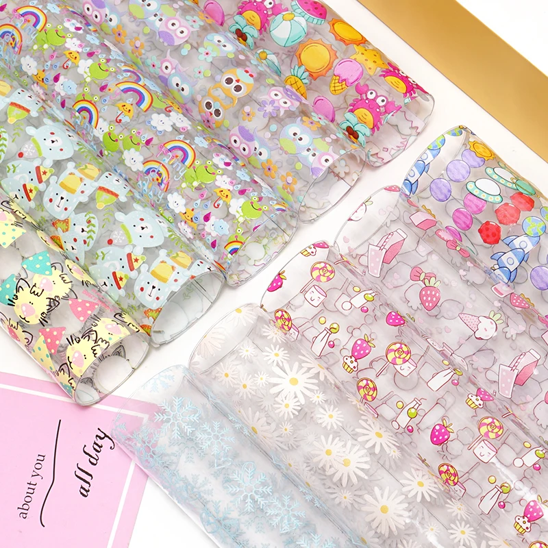 

Прозрачные блестящие виниловые листы из ПВХ с принтом медведя для украшения сумок одежды, аксессуаров для волос «сделай сам» J1450