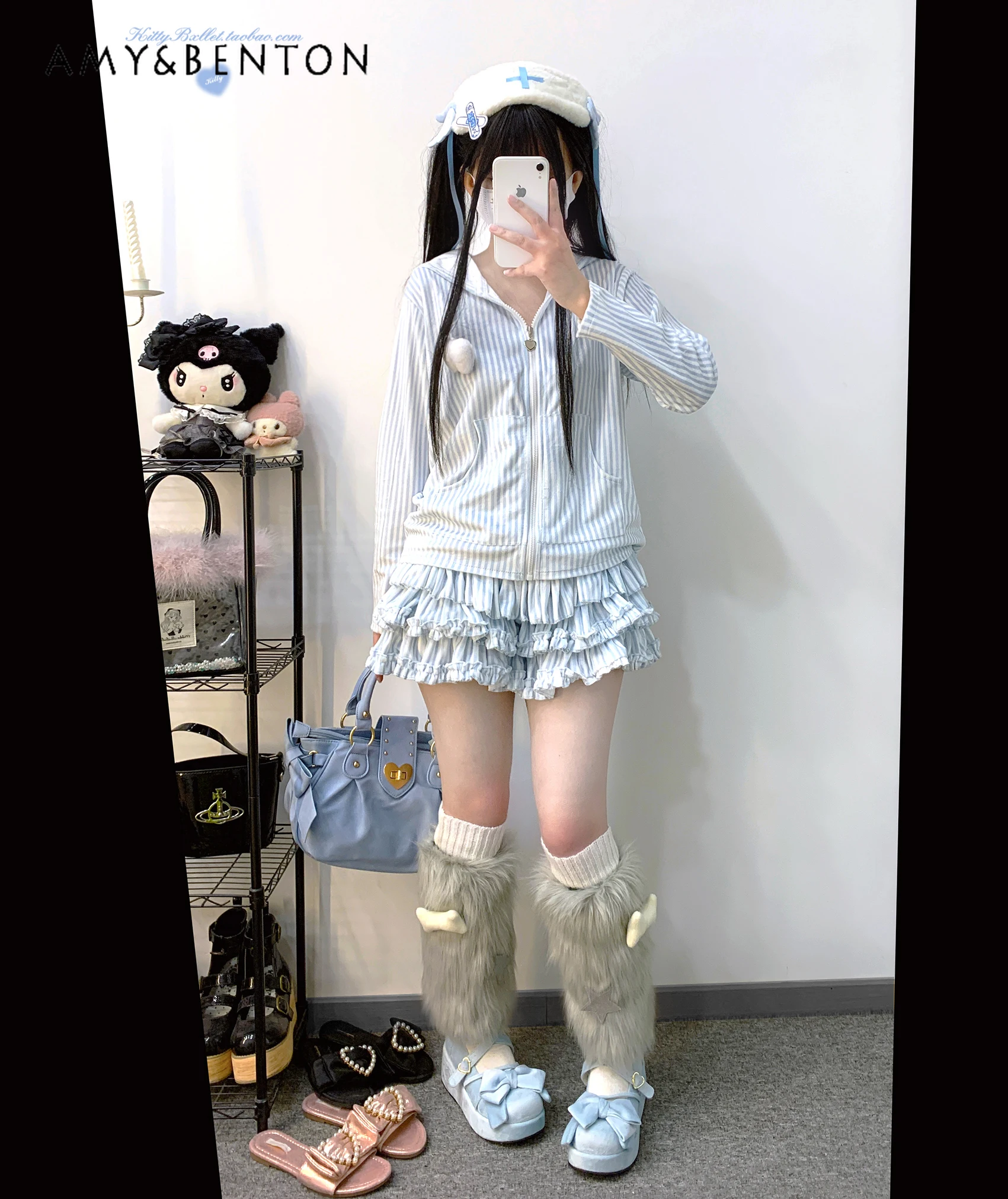 Женский комплект из двух предметов толстовка с капюшоном и юбка кроличьими