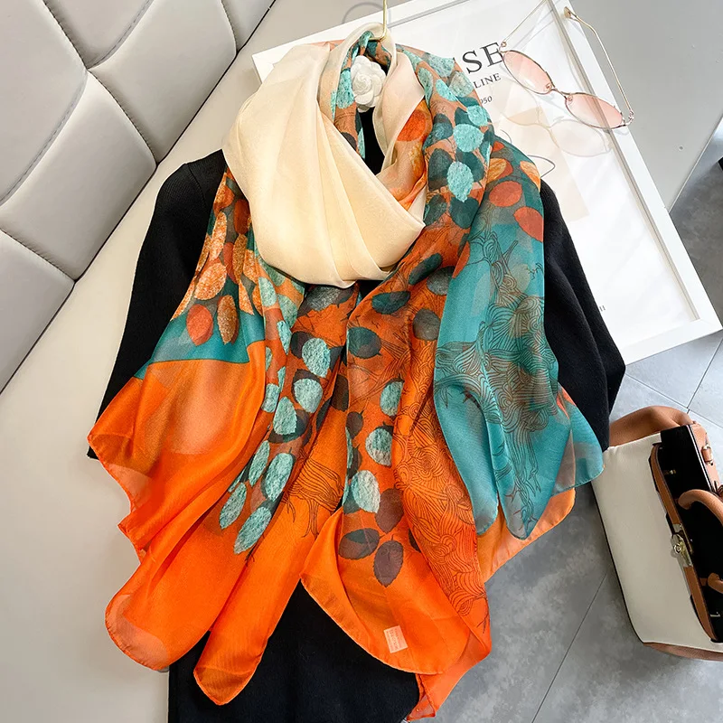 

Fashion 2022 new Women Scarf Silk Scarves Shawls Wraps Female Hijabs Pashmina Foulard Bandana Neck Hijabs Beach Stoles Scarfs