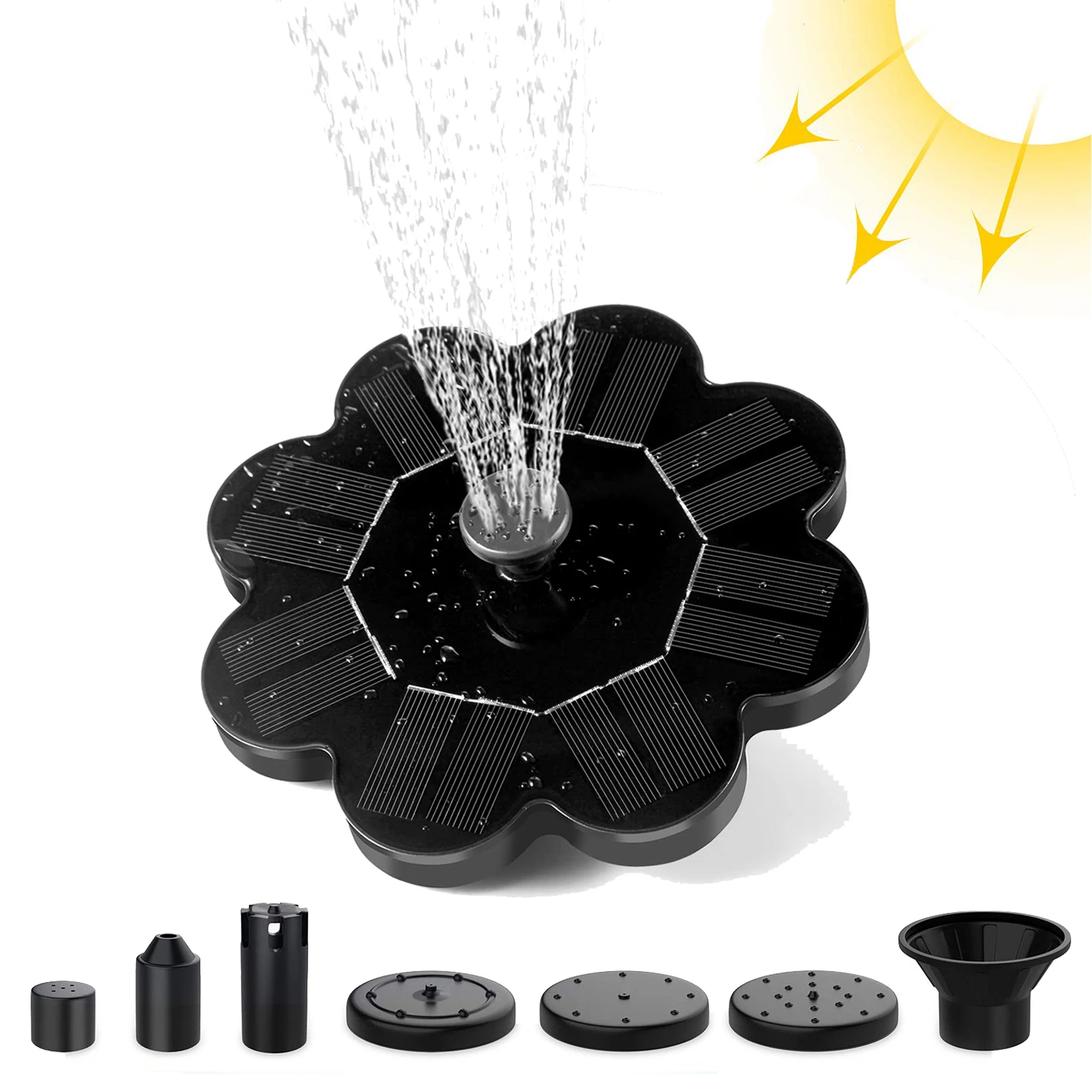 

Solar Water Fountain,Solar Fountain for Bird Bath, Solar Powered Garden Water Feature Floating Solar Power Fountain Outdoors