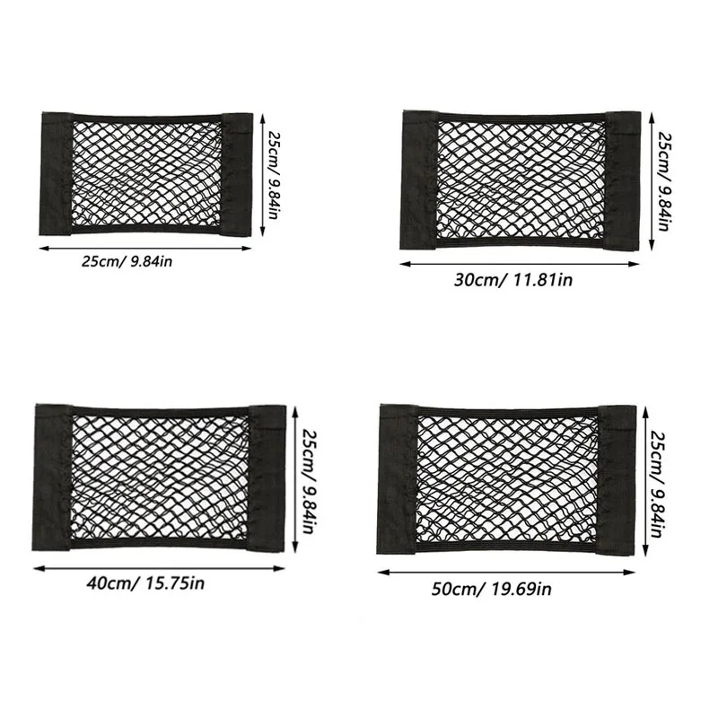 

Car Back Rear Trunk Fixed Storage Net Seat Elastic String Magic Sticker Mesh Universal Storage Bag Auto Organizer Seat Back Bag