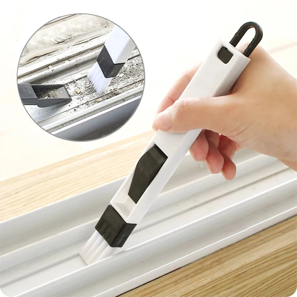 Portable Two-in-one Cleaning Brush Multifunctional Door and window Keyboard Groove Cleaner Dust Shovel Window Rail Cleaning Tool