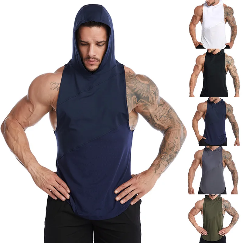 

Sports Vest Men's Hooded Fitness Quick-drying Sweaty Running Outer Vest