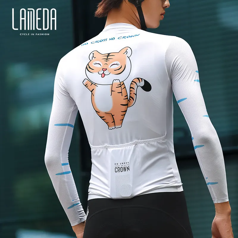 LAMEDA Comic Long Sleeves Cycling Jersey Pro Men Women Universal Bike Shirts Bicycle Clothing MTB Road Racing T-shirt Tight Fit