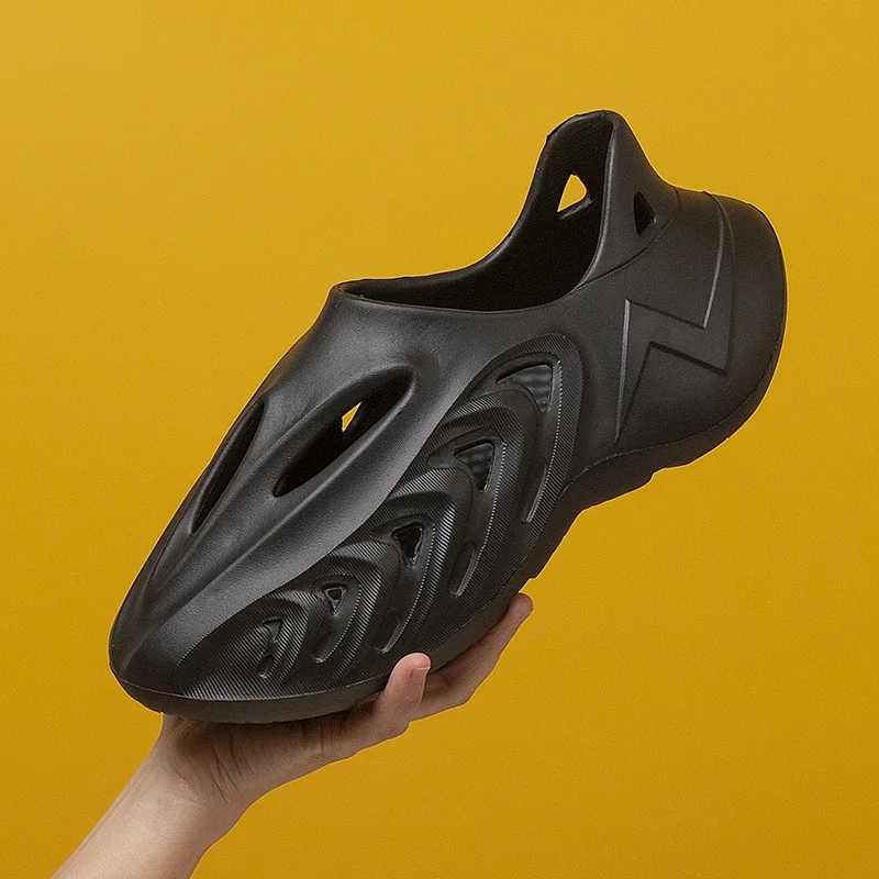 Новинка 2024 модные мужские сандалии однотонная обувь из ЭВА летняя дышащая с