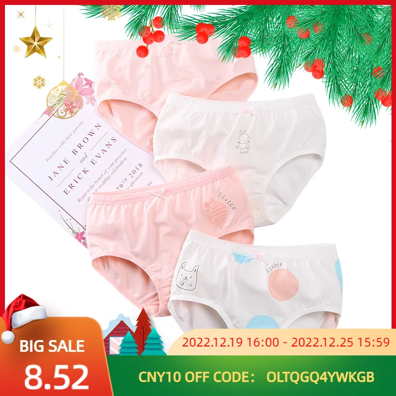 4PCS/Lot Cute Panties for Young Girl and Students Pure Cotton Cartoon Printed Super Soft Class A Baby Clothing Wholesale Resale