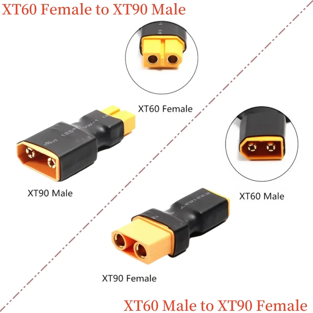 Фото Переходник XT60 «папа» / «мама» на XT90 «папа» / «мама» Переходник XT60 на XT90 для RC Lipo Батарея Управление детальми DIY №1
