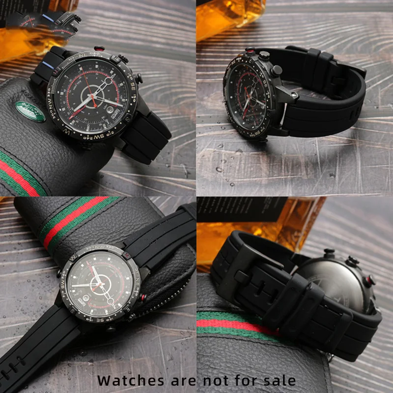 Silicone Rubber Watchband 24*16mm for Timex TMS Watch Strap T2N720 T2N721 TW2T76300 Waterproof Band Convex Interface Bracelet