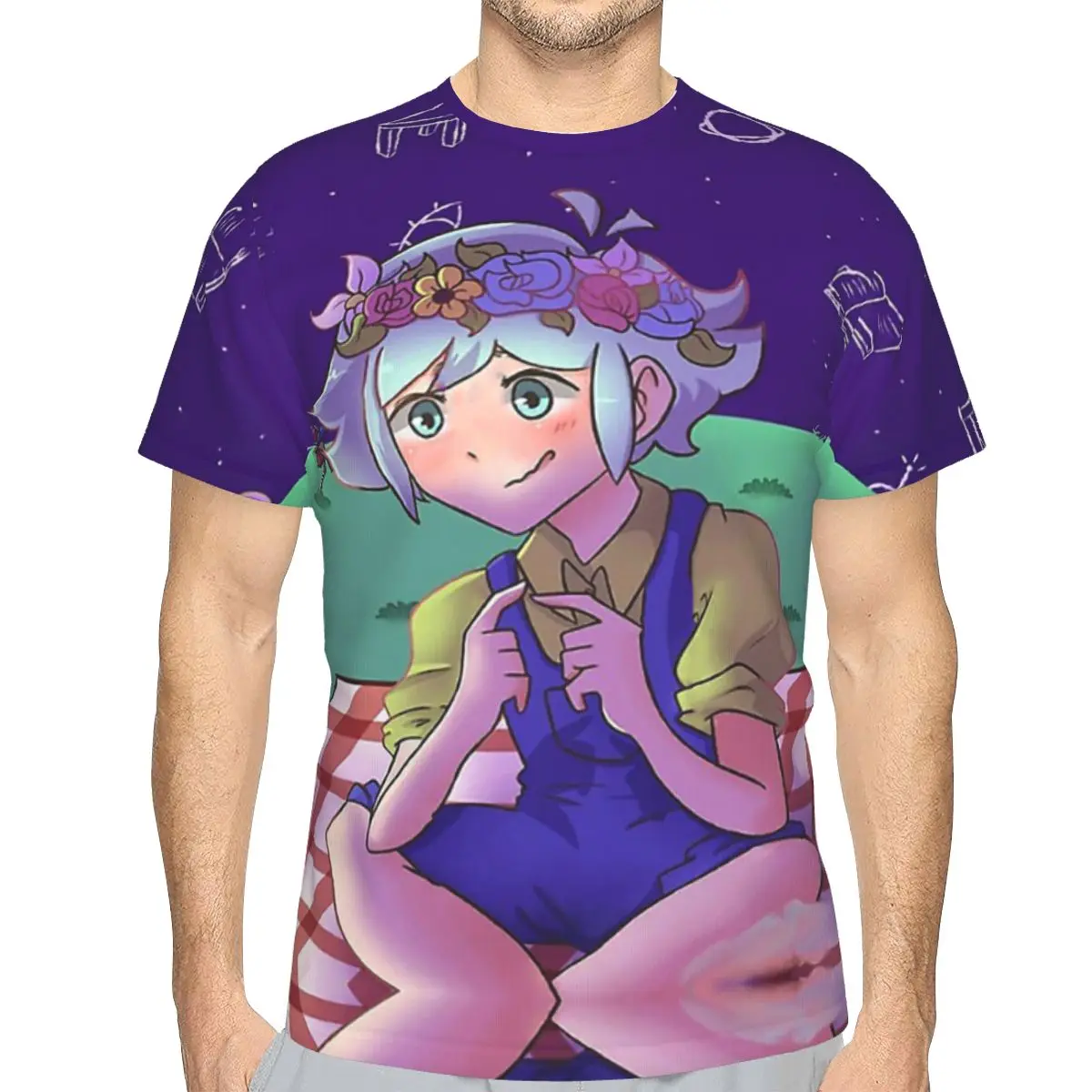 

Happy Basil Casual Polyester TShirt Omori Aubrey Game Creative Streetwear Thin 3D T Shirt Men Unique