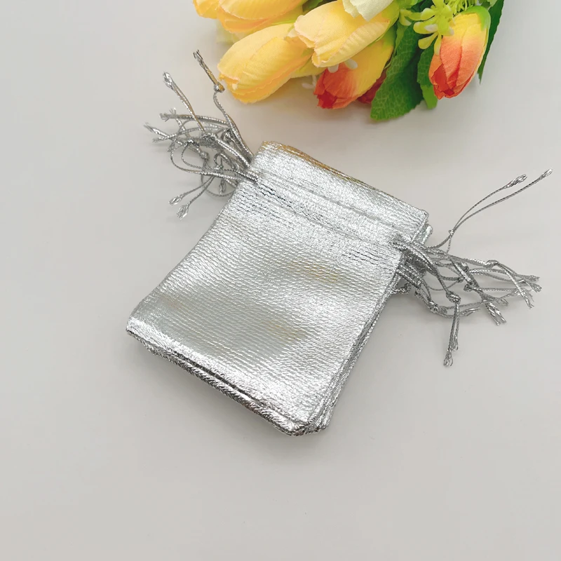 100 шт. серебряные сумки для хранения подарочная упаковка свадебный саше тканевая