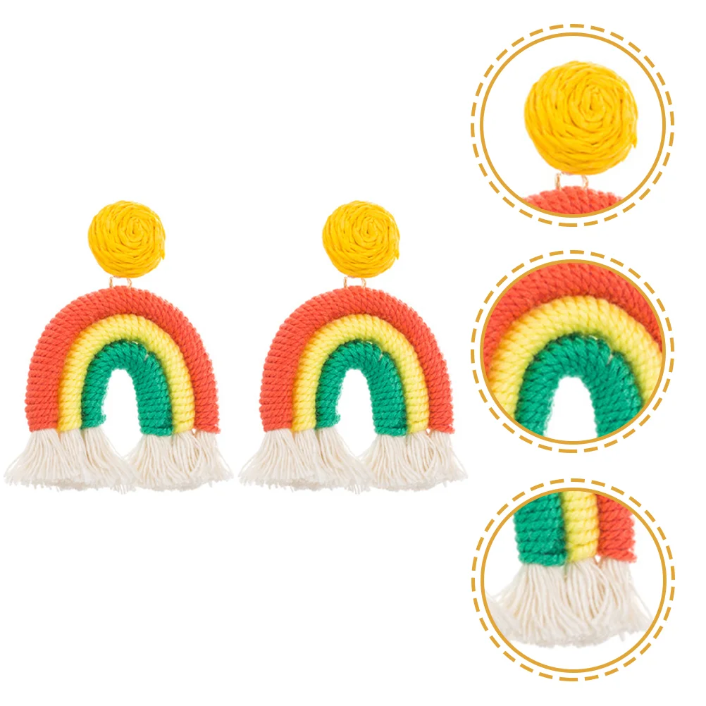 

Earrings Womenbeach Accessories Rainbowfashion Summer Hawaiian Tassel Fun Womens