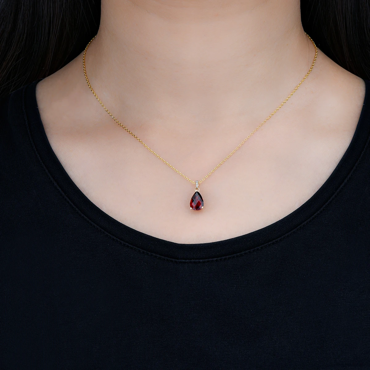 Lohaspie натуральный гранат 14 карат желтое золото подвеска 2 6 бриллиант красный