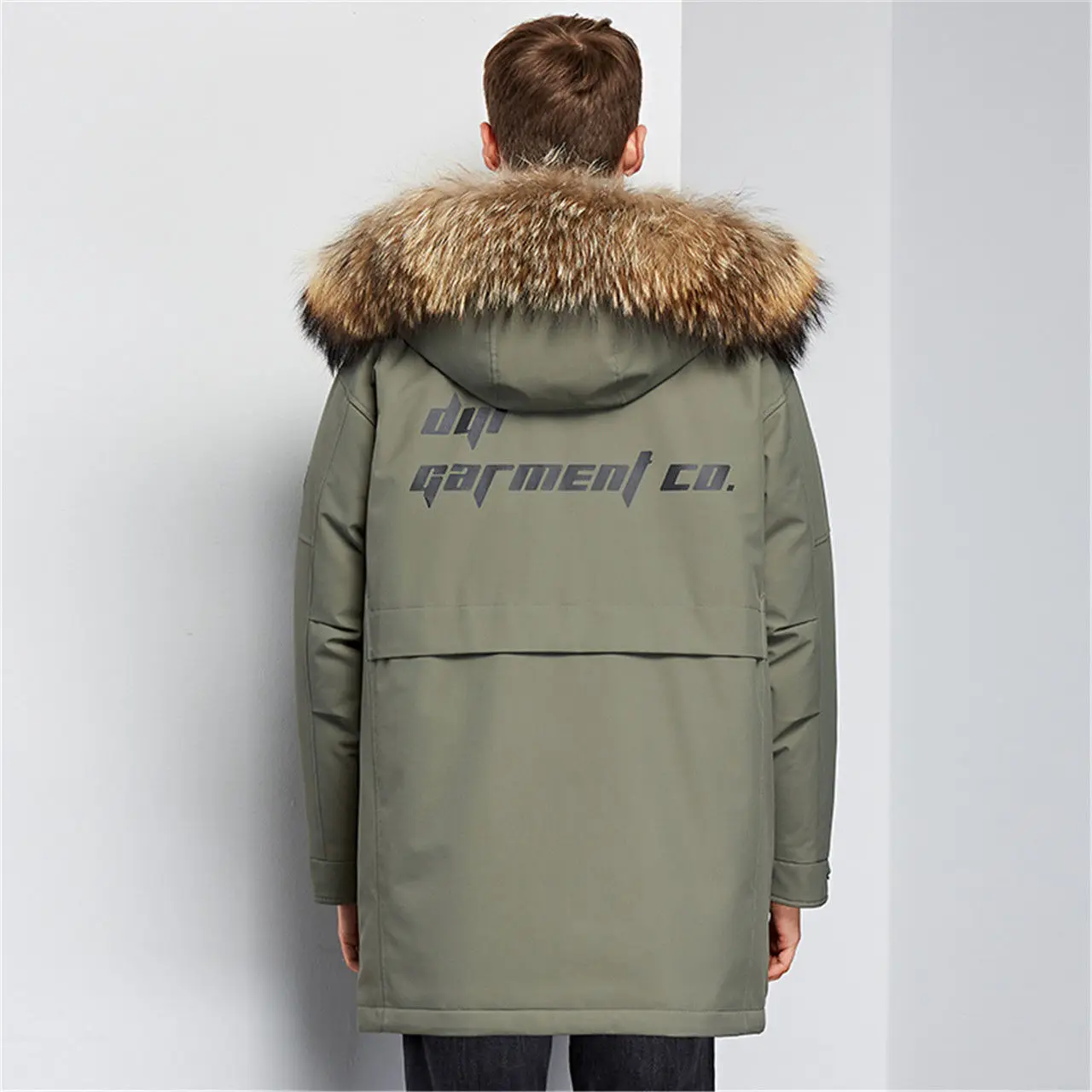 Down Jacket Men's 2022 Winter Windbreaker Casual Youth Thickened White Duck Down Coat Tooling Medium Length Landuxiu