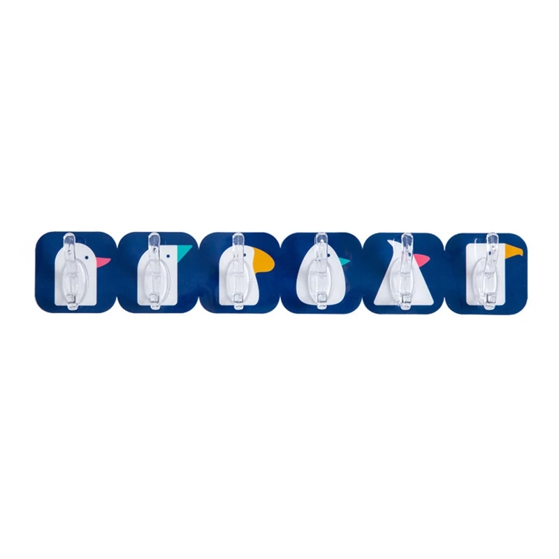 

R2LD Self Adhesive Cartoon 6 Consecutive Wall Hook Cuttable Heavy Duty Hanger for Home Kitchen Bathroom Key Towel Multifunction