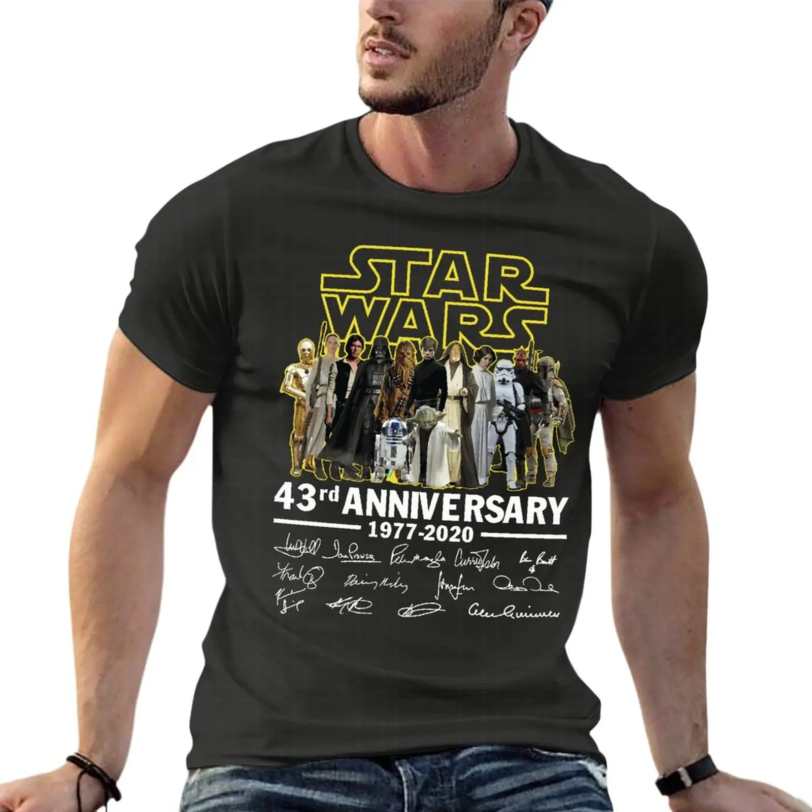 

#Star Movie War All Cast Signed 43Rd Anniversary 1977-2020 Movie Oversize T Shirt Personalized Men Clothing 100% Cotton Top Tee