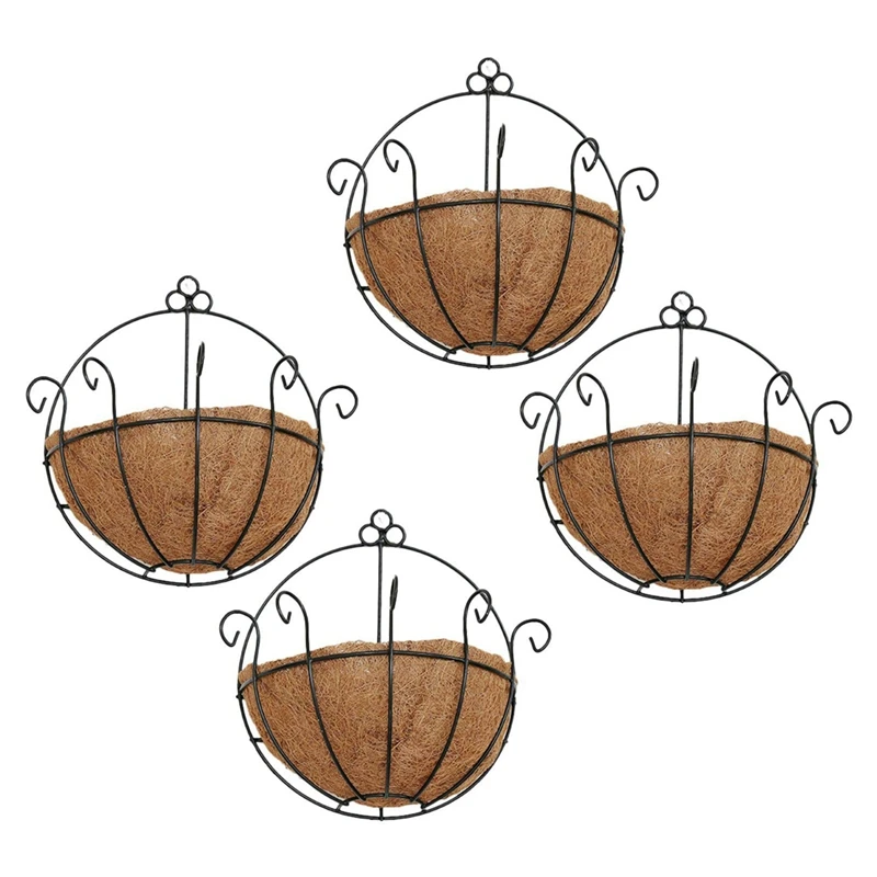 

4 PCS Iron Wall Hanging Gentleman Basket 25Cm Semi-Circular Plant Flower Wall Hanging Bracket Plant Hanger Decoration