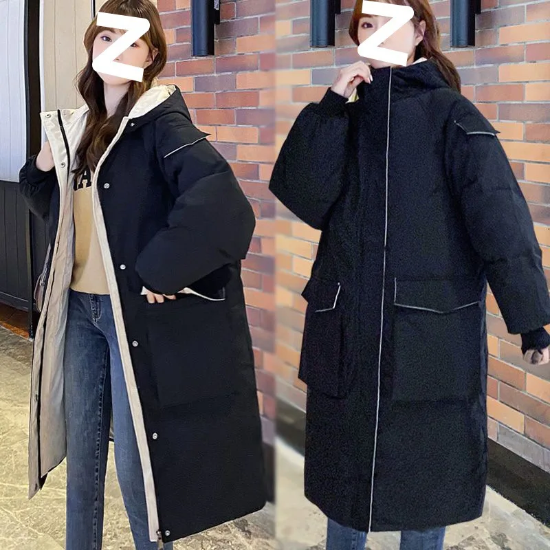 Down Cotton-padded Jacket Women Long Jacket Winter New Loose Plus Size Hooded Padded Warm Cotton-padded Coat for Women