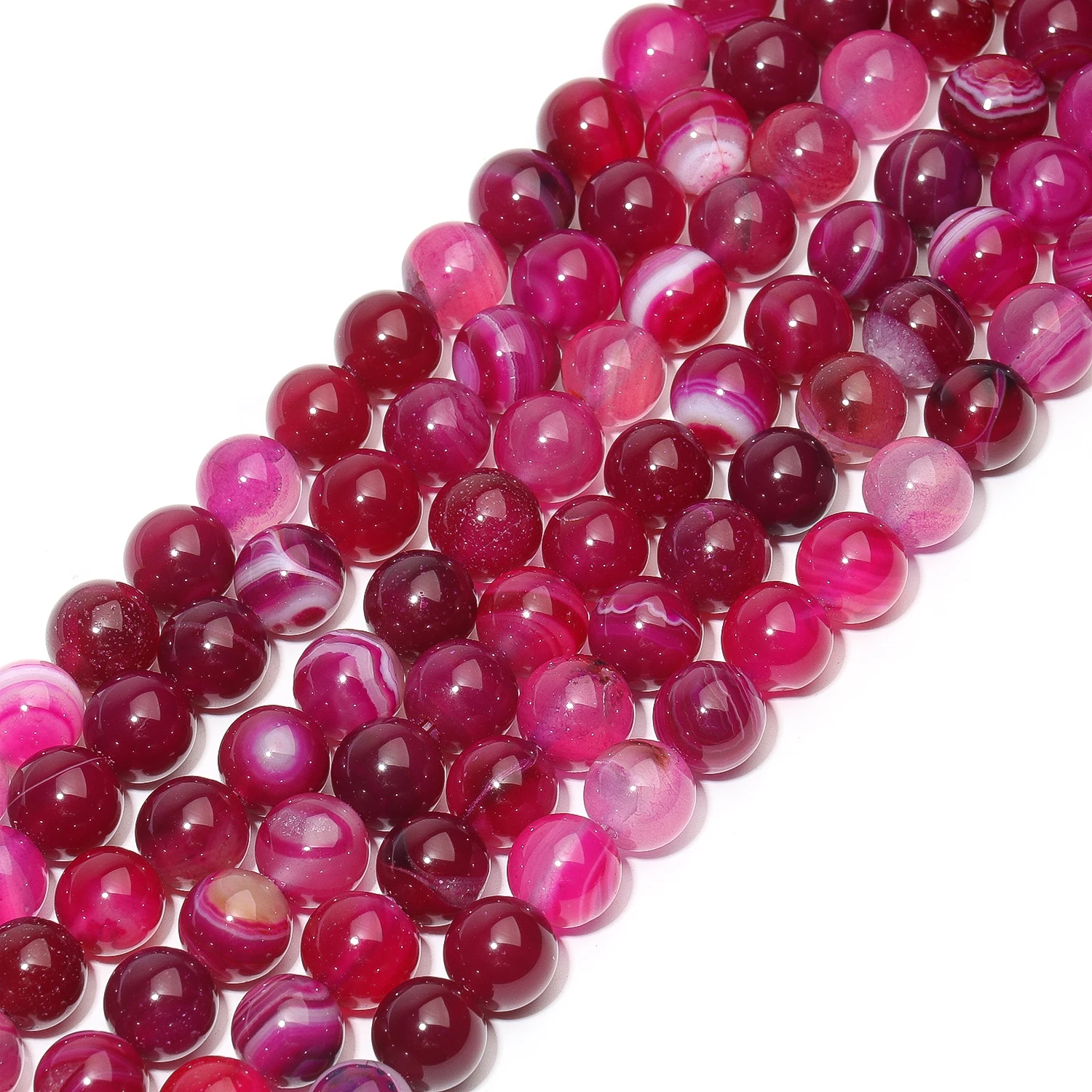 Натуральные розово-красные полосатые агатовые бусины свободные круглые