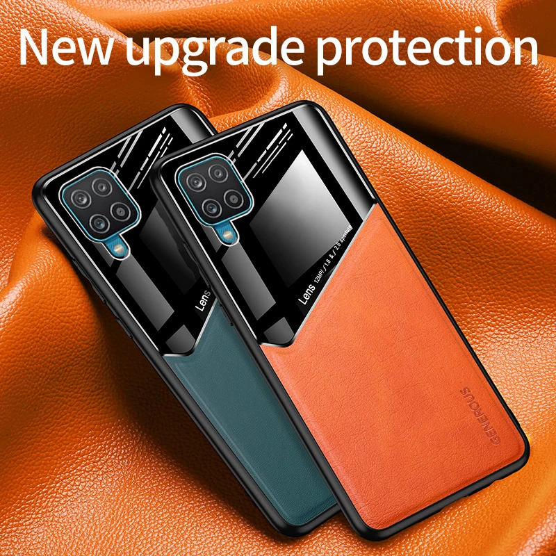 For Samsung Galaxy M32 M22 Case PU Leather Glossy Back Cover Soft Frame Shockproof Phone Case For Samsung Galaxy M32 4G European