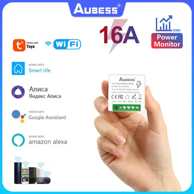 

Wi-Fi-переключатель Tuya с монитором заряда, беспроводной Wi-Fi-переключатель для Alexa/Google Home/Alice, модуль переключения с таймером