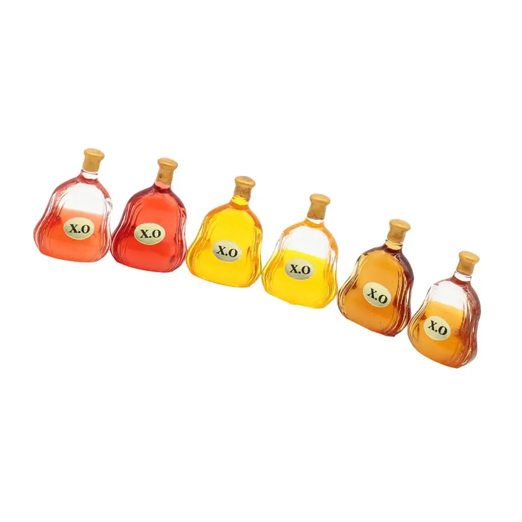 

6 pcs miniature bottles for 1/12 dollhouse dining table decoration