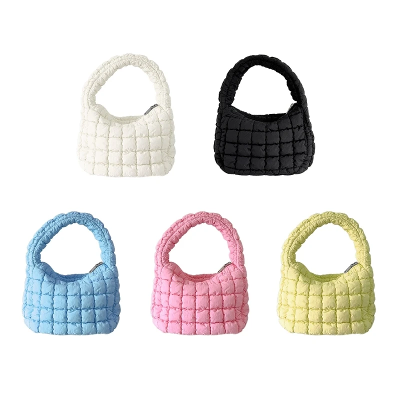 

Women Puffer Tote Bag Ladies Quilted Shoulder Bag Soft Plicated Handbag Female Small Cloud Bag Summer Casual Hobos Bag