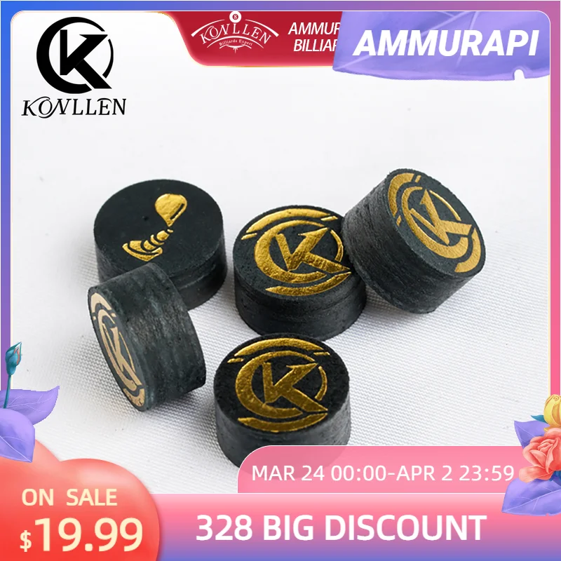 

Original KONLLEN Pool Cue Tip 14mm 5pcs M Professional Billiards Tips Multi-Layers Pigskin Tip Durable Billiards Accessories