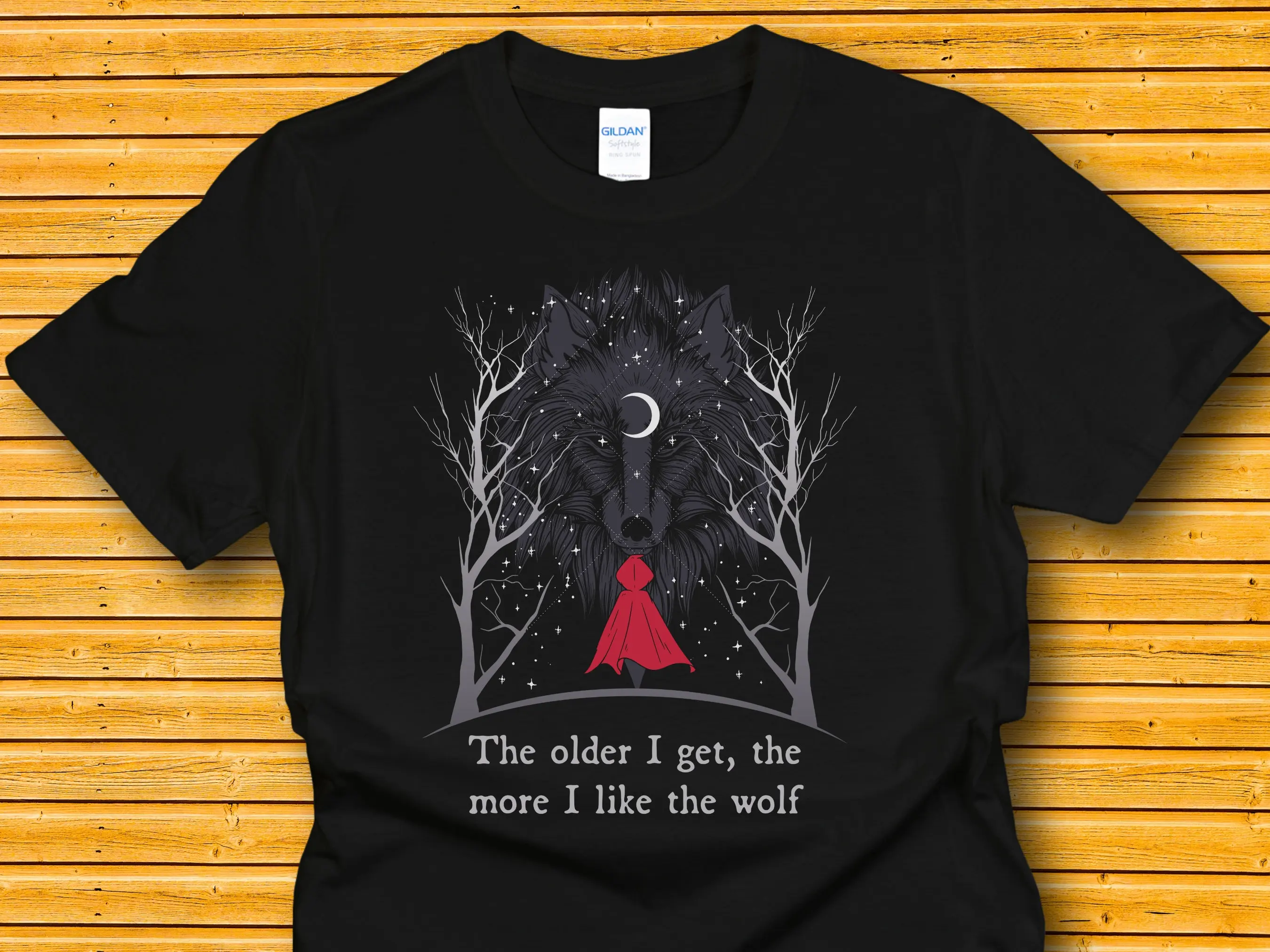 Футболка Маленькая Красная Шапочка Женская мотивационная футболка Я люблю волку