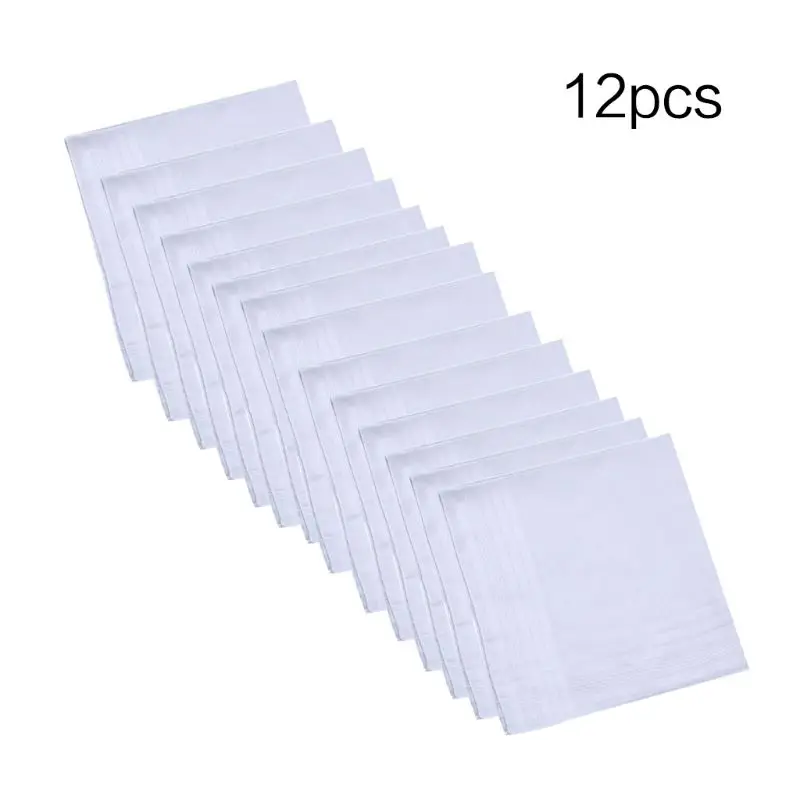 

12Pcs/Set 40x40cm Men Women Cotton Handkerchiefs Pure Hankies Jacquard Striped Pocket Square Towel DIY Painting D5QB