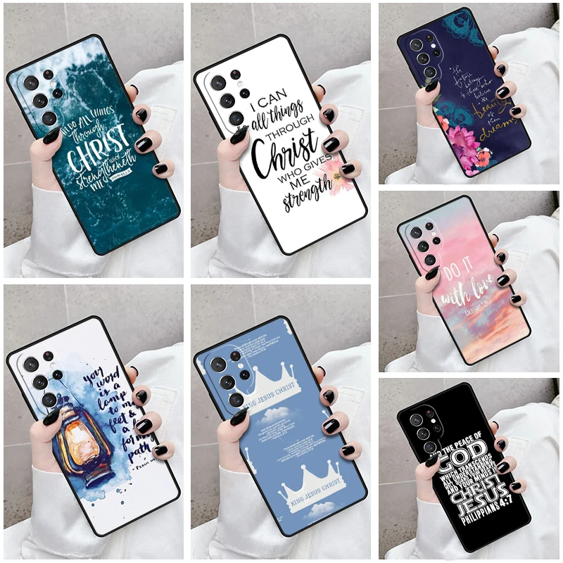 Чехол для телефона Samsung Galaxy S24 S23 S21fe S22 Ultra Plus Note 10 20 S8 S9 S10 чехол с текстом из Библии