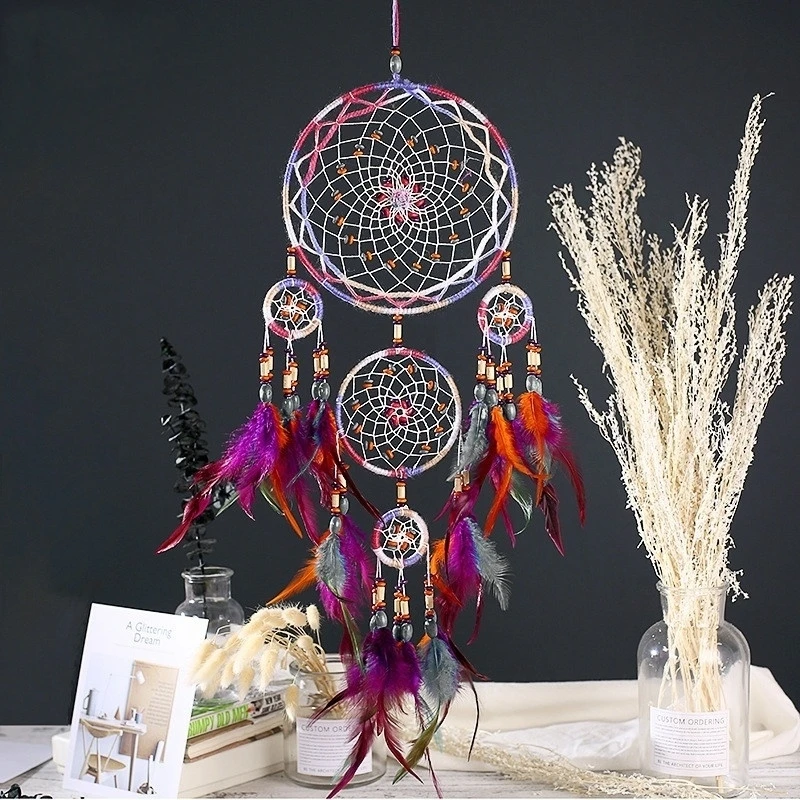 

Handmade Craft Native America Dream Catcher with Feathers Wall Hanging Decoration Ornament Wolf Dreamcatcher Ornament