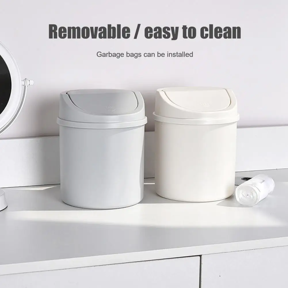 

Mini Waste Bin Desktop Storage Box Small Trash Can Tube with Cover Bedroom Trash Can Garbage Workspace Storage Box Desk Dustbin
