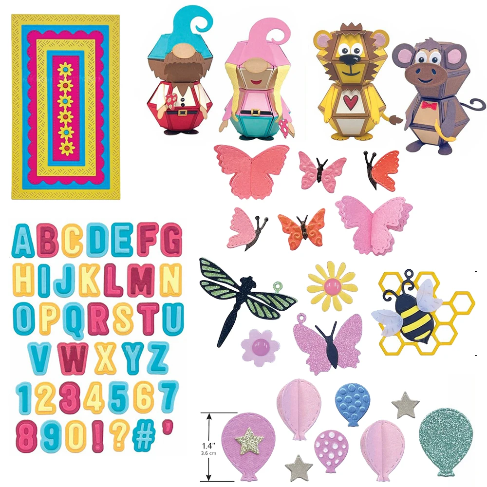 

Pop-up Mailbox Animals Balloon Butterfly Add-on Mini Alphabet and Numbers Gnomes Metal Cutting Dies For Card Album Making 2022