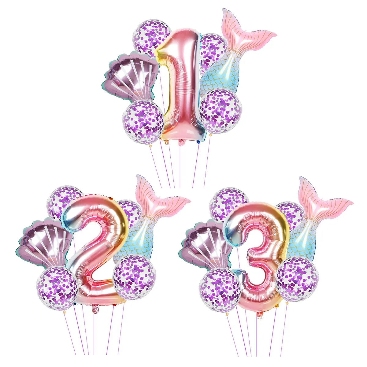 

8 pcs/set Mermaid Party Balloons Number Foil Balloon Kids Birthday Party Decoration Supplies Baby Shower Decor Helium Globos