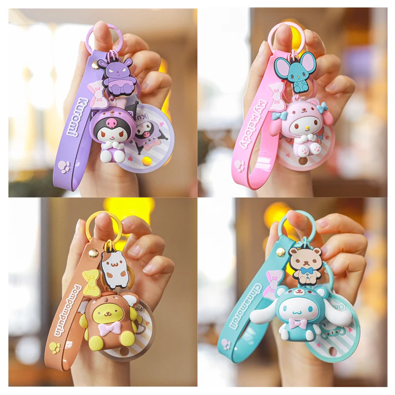 

PINK Kawaii Cartoon Animal Transformation Series Pendant My Melody Cinnamoroll Kuromi Purin Dog Anime Backpack Ornament Kid Gift