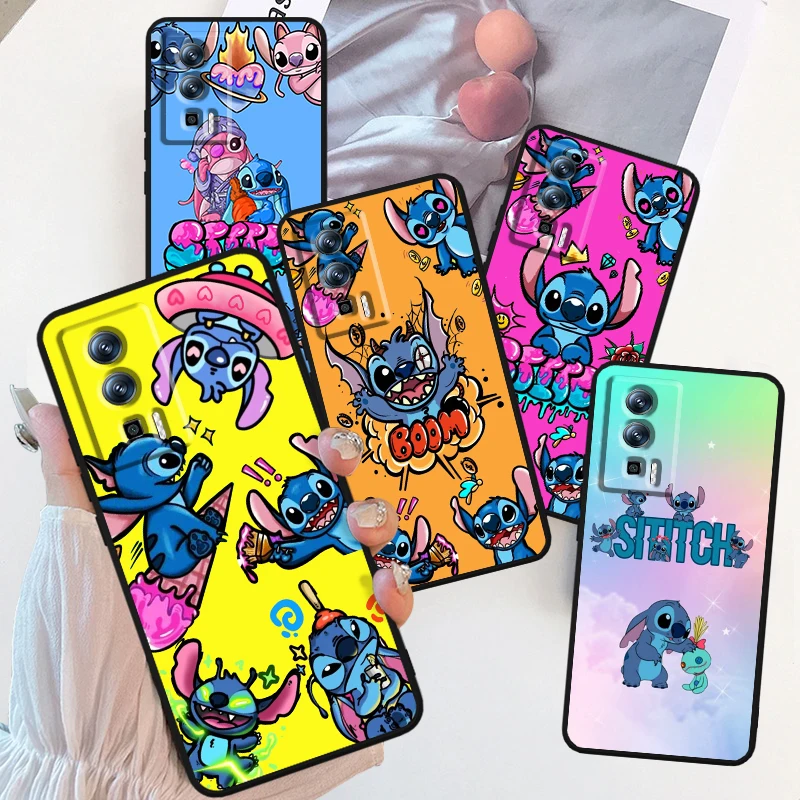 Фото Милый чехол Disney Stitch в стиле ретро для Xiaomi Redmi 9A 9C 9AT 10C 9 9T 10 12C 13C A3 12 K60 A1 K50 K40 5G с черной задней крышкой телефона №1