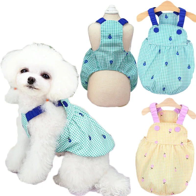 

Plaid Skirt Summer Cat Dog Clothes Princess Girls Dog Dress Clothing Puppy Cat Suspender Skirt For Small Dogs Chihuahua Pet Vest