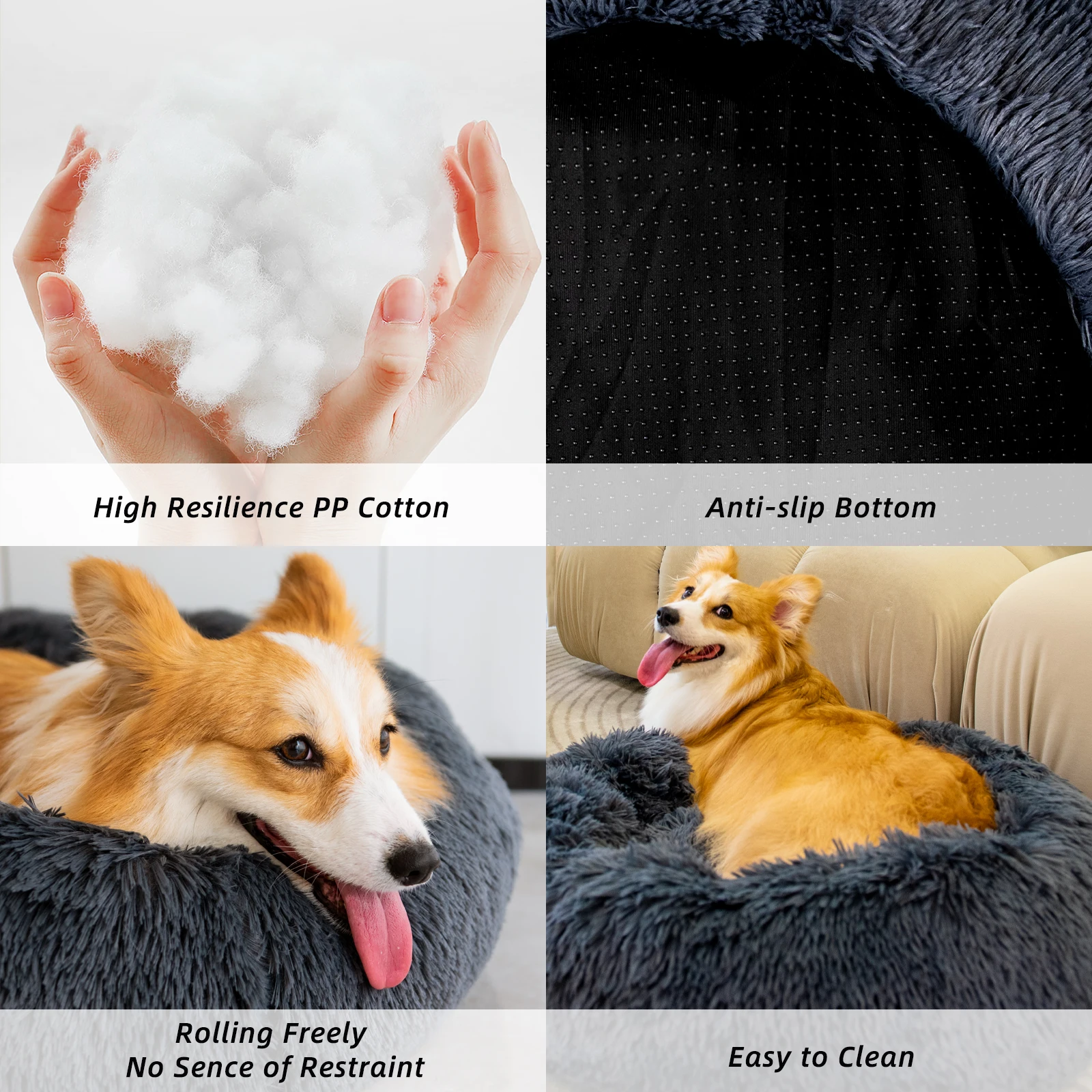 

Anti Anxiety Fluffy Dog Bed Cuddler with Anti-Slip &Amp Washable Calming Dog Bed for Small Medium Pets 23.6 X 23.6 Inch JS22