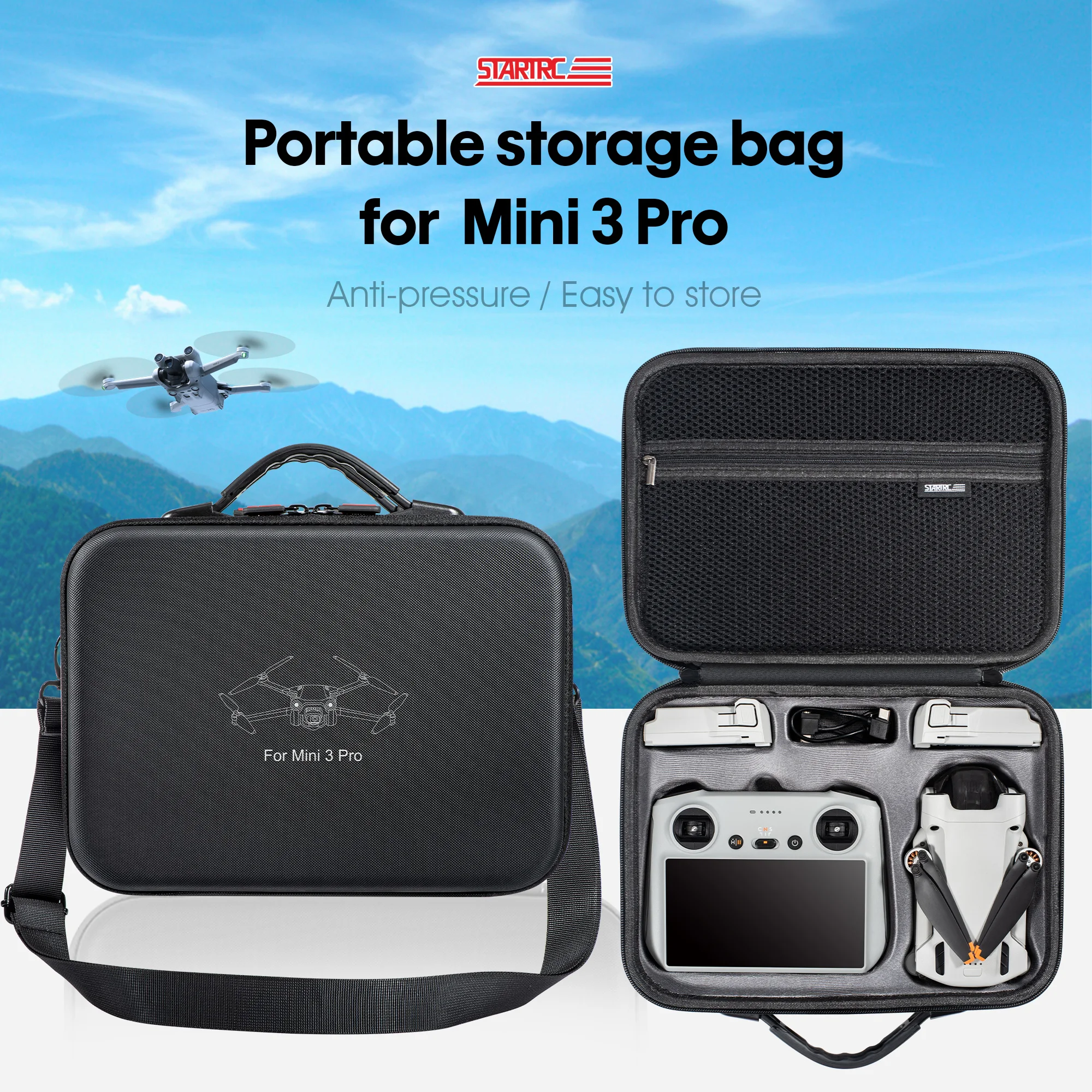 

Сумка STARTRC DJI Mini 3 Pro, Портативная сумка через плечо, водонепроницаемая сумка из ПУ, чехол для экрана с дистанционным управлением для DJI