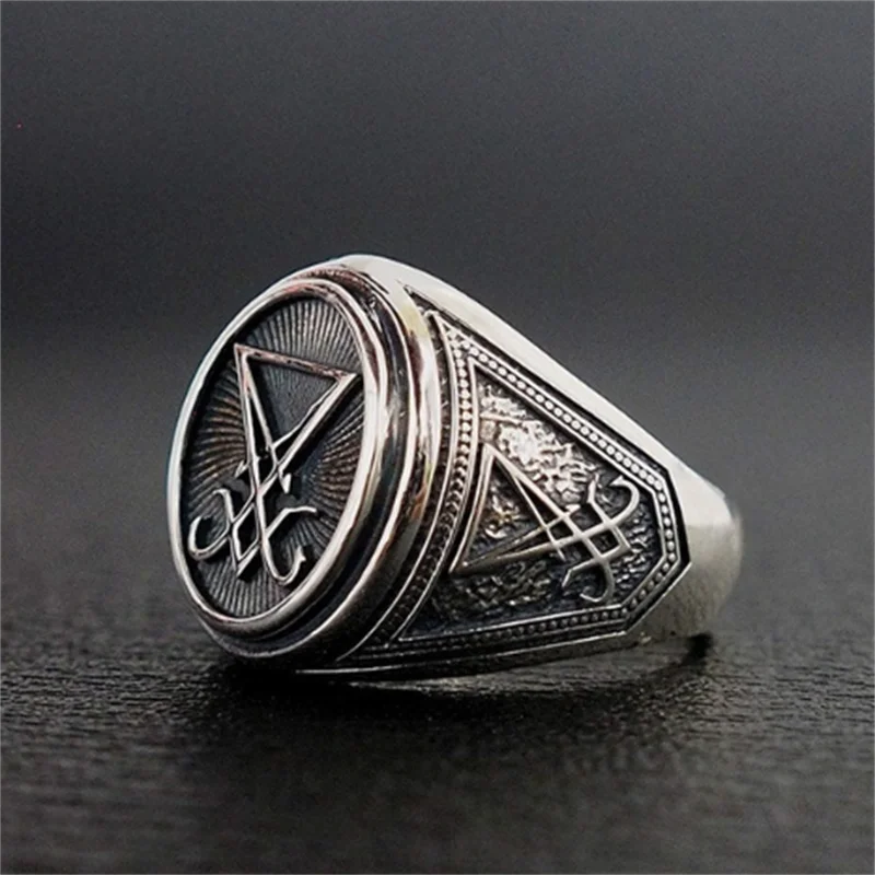 Новое Ретро модное кольцо-вывеска герметичное кольцо сатана байкера готическое