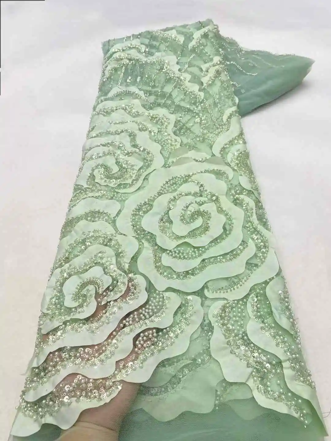 Новейшая африканская кружевная ткань с бисером 2022 французская сетка блестками