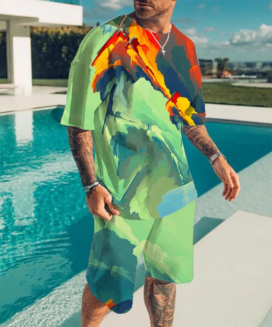 

Men's Sportswear Summer T-Shirt Shorts Set Fashion Jogging Wear Streetwear Men's Oversized Short Sleeves