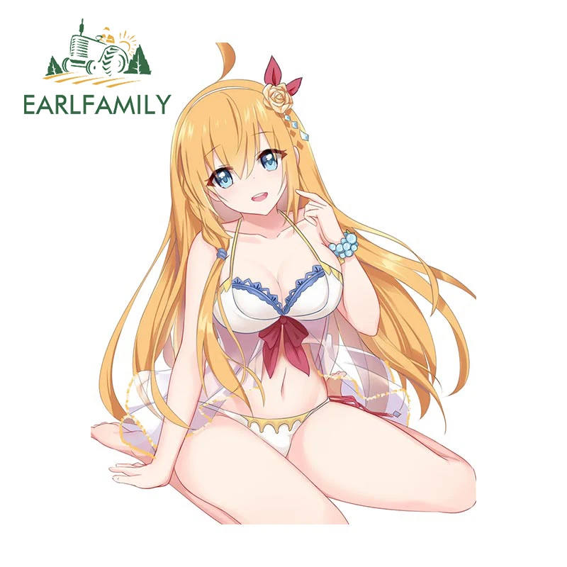

EARLFAMILY 13cm x 10.4cm for Princess Connect Pecorine Car Stickers Scratch-proof Decal Original Bumper Laptop Car Accessories