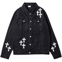 zouxo cross jean jacket women original design embroidery denim jacket 2022 new fashion high street loose couple coat