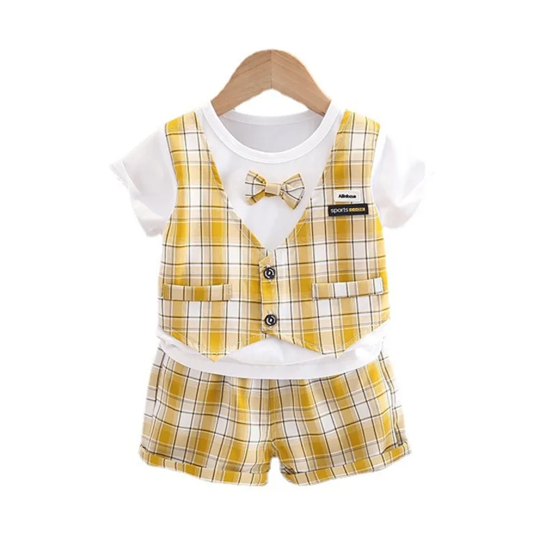 

New Summer Baby Boys Clothes Suit Children Fashion Plaid T-Shirt Shorts 2Pcs/Sets Toddler Casual Costume Infant Kids Sportswear