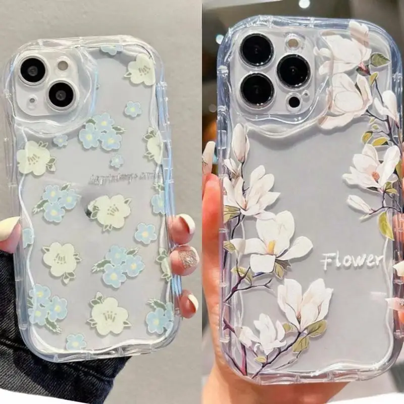Прозрачный чехол с цветочным рисунком для Xiaomi Redmi Note 13 Pro 5G 4G 8 11 10 12 Plus 12S 13C 12C 9A 9 A1 A2