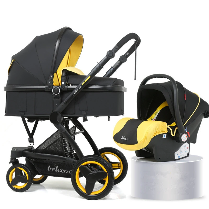 

Luxury Baby Stroller 3 in 1 with Car Seat Portable Reversible High Landscape Baby Stroller Hot Mom Pink Stroller Travel Pram