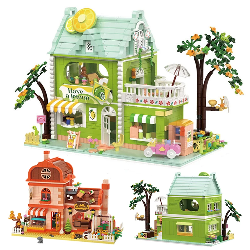 Shop Mini Brick Sets Diy Chocolate Workshop Cartoon Street View Puzzle Assembly Toy Girl Gifts