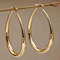 shiny gold color earrings for women fashion smooth hoop earrings wedding engagement jewelry gift