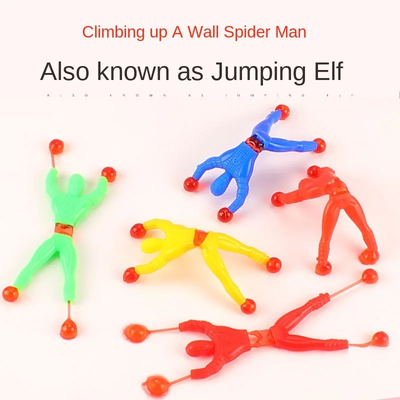 

10pcs Random Color Wall Climbing Spiderman Toy Decompression Artifact Sticky Palm Tricky Creative Sticky Spiderman